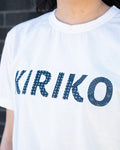 Kiriko Original Tee, 6oz Cotton, Printed Katazome, Semamori Embroidery, White with Navy