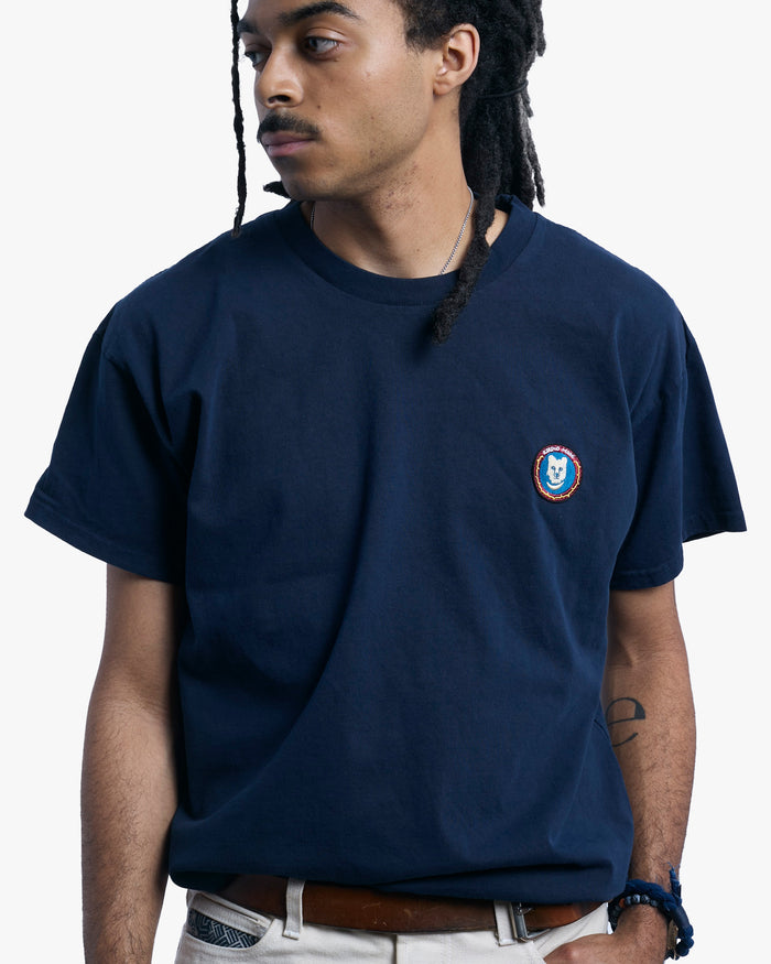 Kiriko Original Tee, 8 oz Cotton, Navy with Jacquard Asanoha