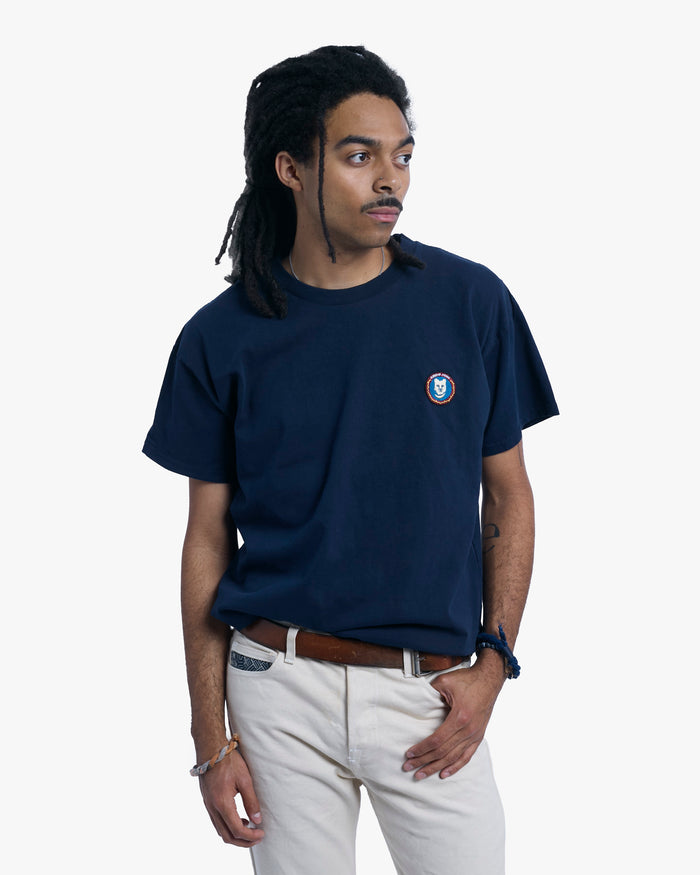 Kiriko Original Tee, 8 oz Cotton, Navy with Jacquard Asanoha