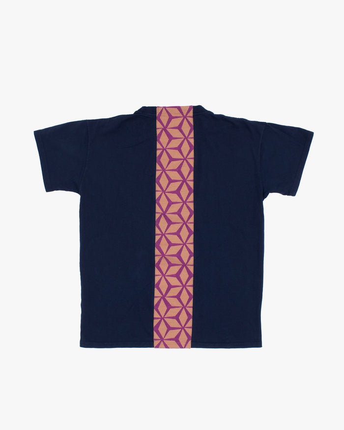 Kiriko Original Tee, 8 oz Cotton, Navy with Jacquard Asanoha