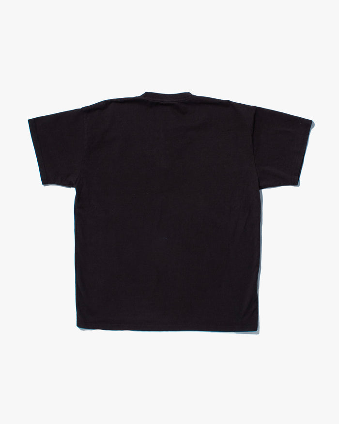 Kiriko Original Tee, 8oz Cotton, Henley Tee, Black with Chambray, Indigo Small Multi