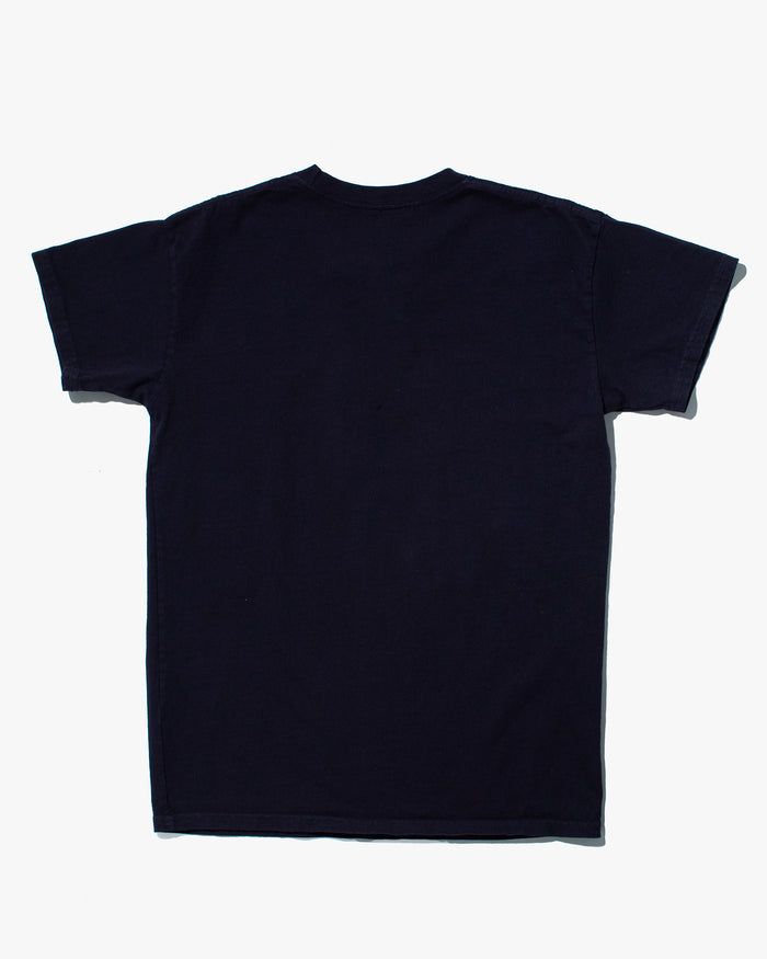 Kiriko Original Tee, 8oz Cotton, Henley Tee, Navy with Denim, Small Tsubaki