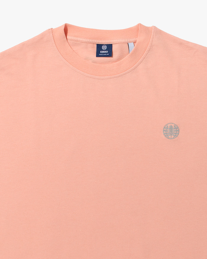 Kiriko Original Tee, Printed Daruma, Pink with Grey