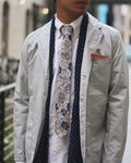 Cream tsubaki pattern tie by Kiriko Made