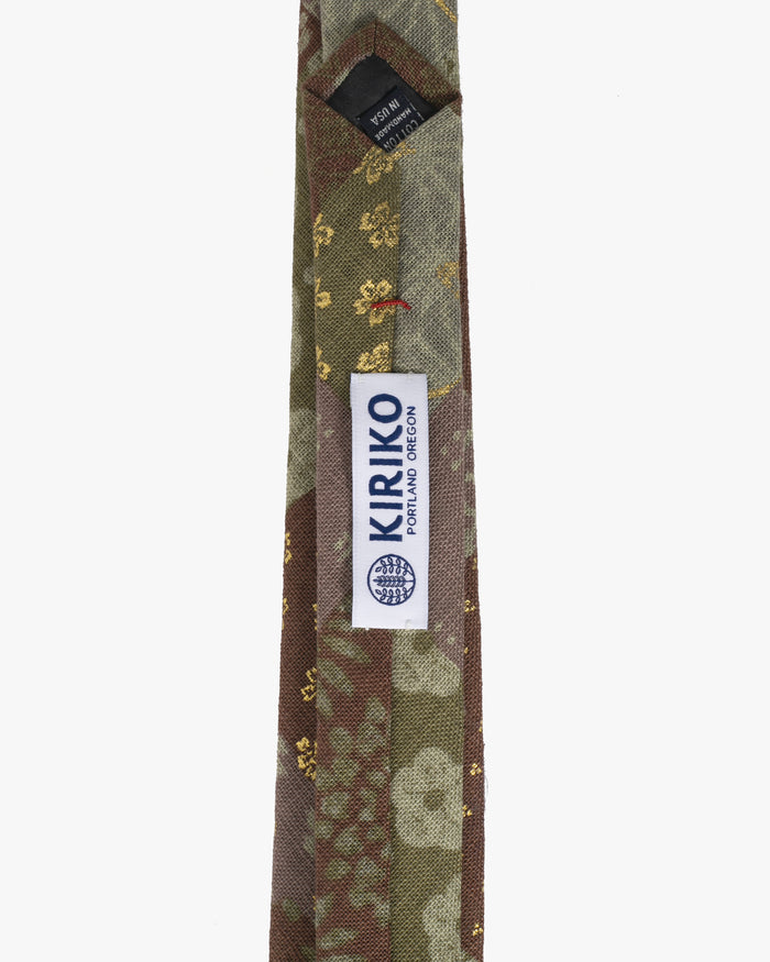 Kiriko Original Tie, Patchwork Style, Azuki and Gold