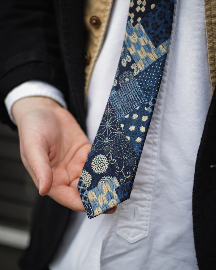 Kiriko Original Tie, Patchwork Style, Indigo