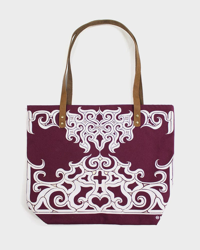 Kiriko Original Tote, Canvas, Burgundy Ainu