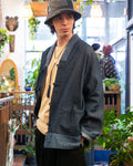 Kiriko Original Two Tone Denim Jacket, Mandarin Style, Dark Indigo with Light Indigo