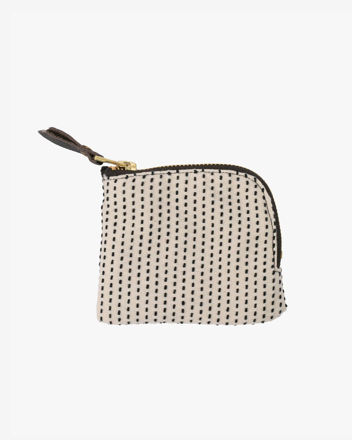 Kiriko Original, Zipper Wallet, Dark Indigo and White, Sashiko