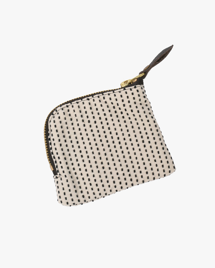 Kiriko Original, Zipper Wallet, Dark Indigo and White, Sashiko