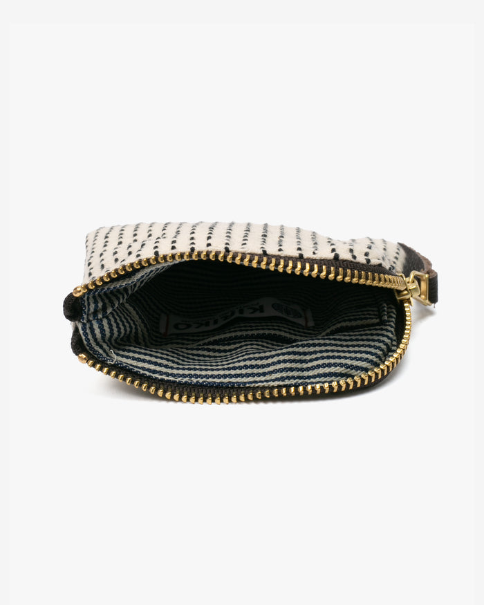 Kiriko Original, Zipper Wallet, Dark Indigo and White, Sashiko
