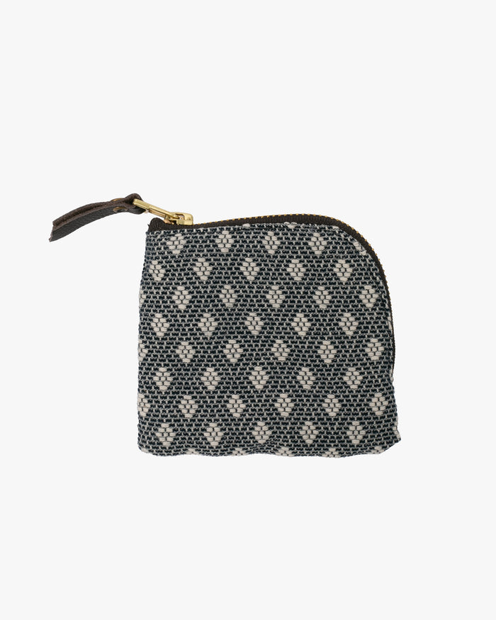 Kiriko Original, Zipper Wallet, Indigo and White, Kogin Sashiko Hishi
