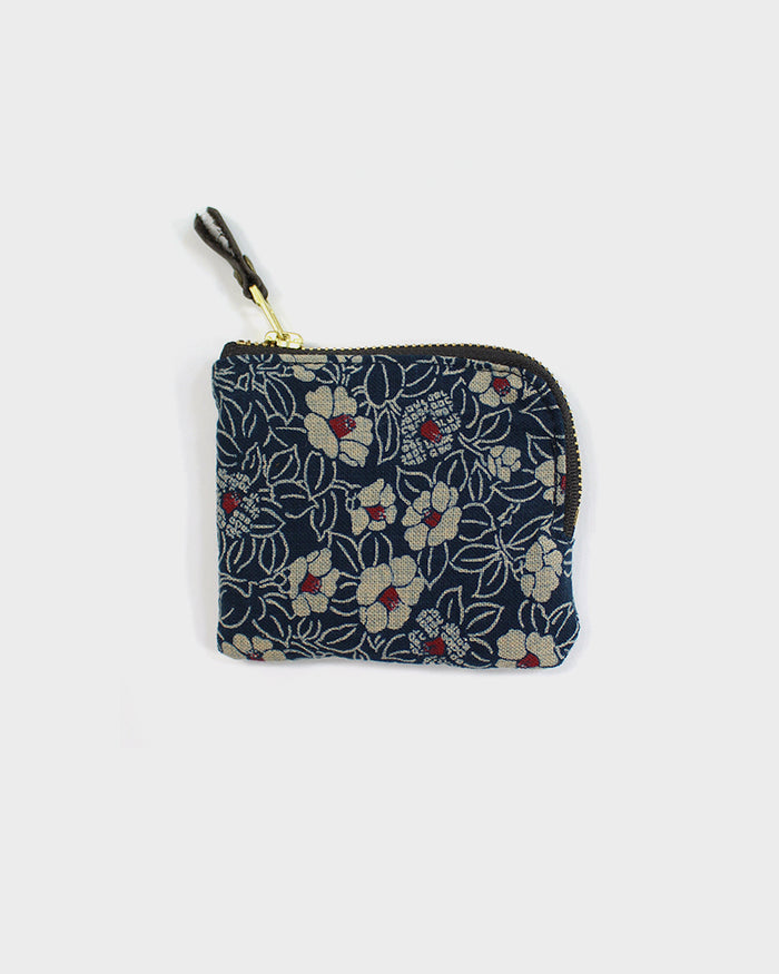 Kiriko Original, Zipper Wallet, Indigo Small Tsubaki