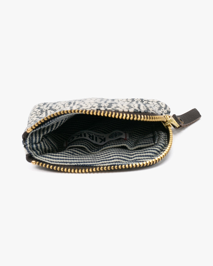 Kiriko Original, Zipper Wallet, White and Indigo, Kogin Sashiko Asanoha