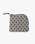 Kiriko Original, Zipper Wallet, White and Indigo, Kogin Sashiko Hishi