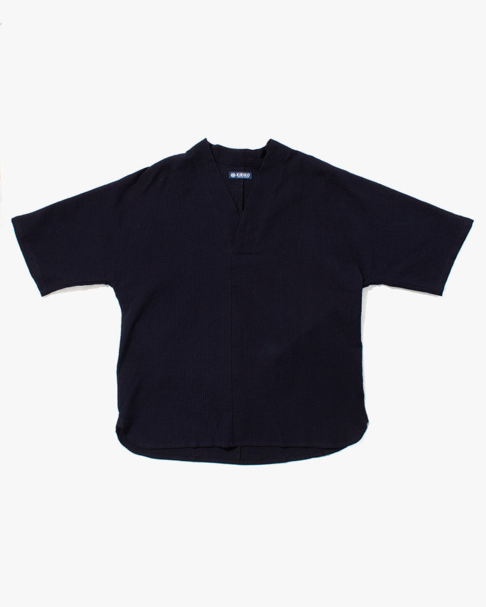 Kiriko x ToK, V-Neck Tunic, Indigo Chijimi
