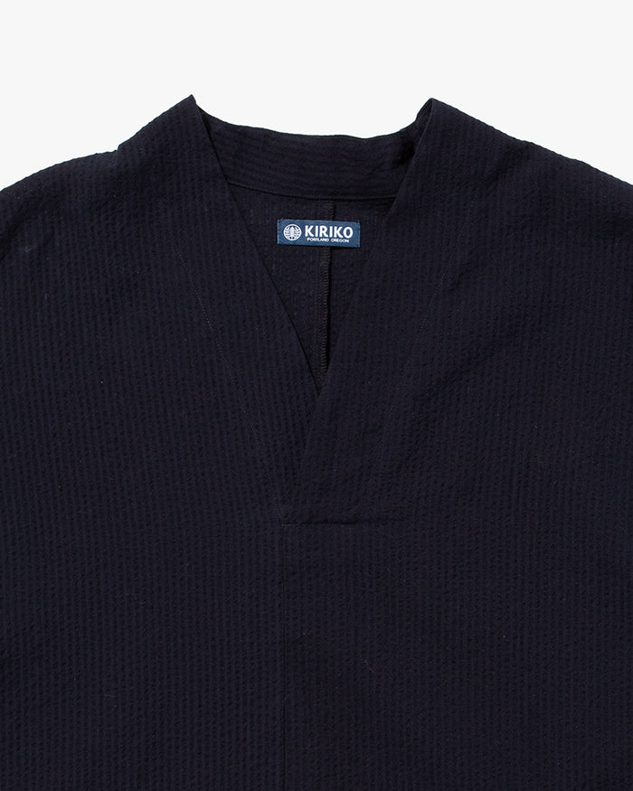 Kiriko x ToK, V-Neck Tunic, Indigo Chijimi