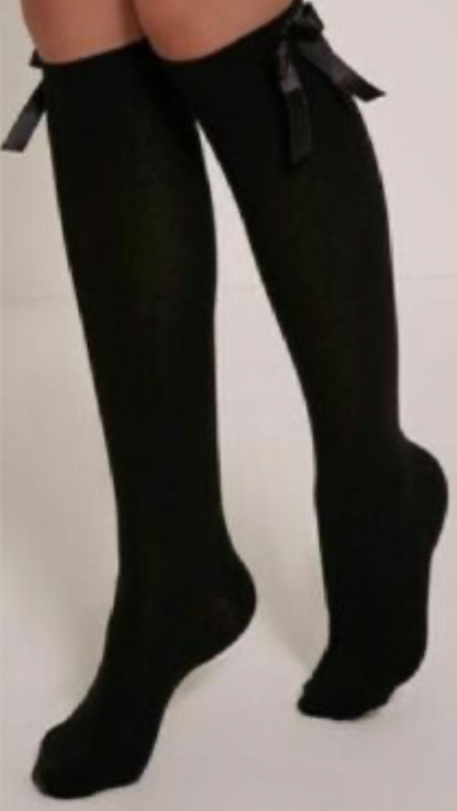 Knee High Socks With Ribbon Bow