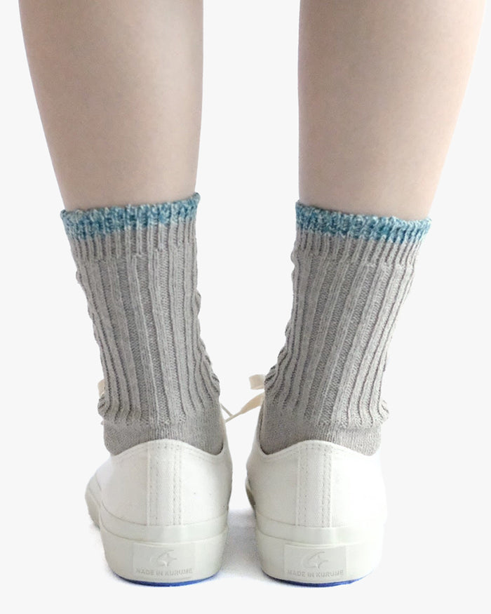 Knitwin, Crew Socks, Silk Cotton, Boston Light Gray