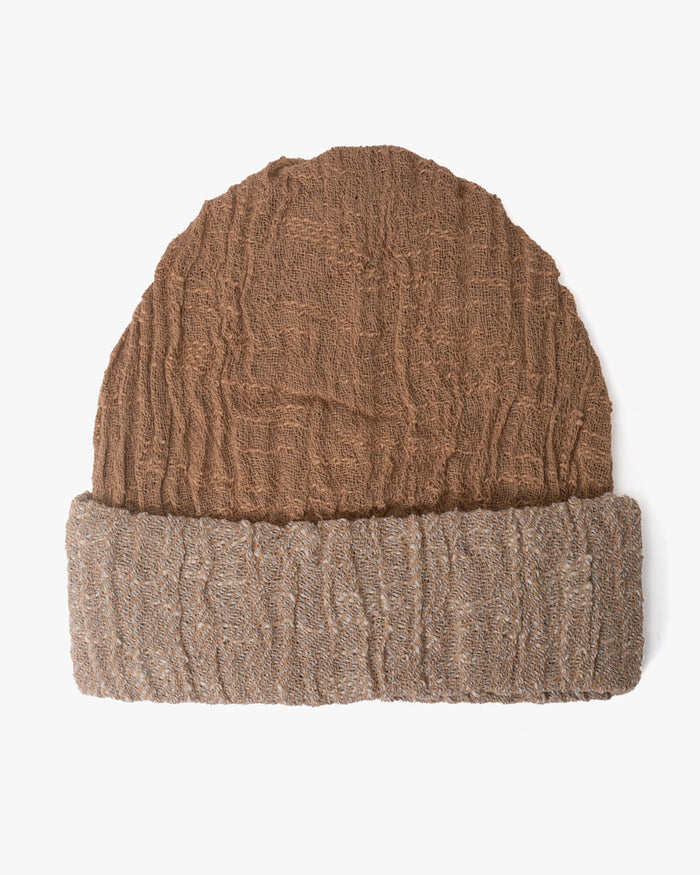 Kobo Oriza Knit Cap, Multi Functional, Cotton, Split Tan and Oatmeal, 9˝