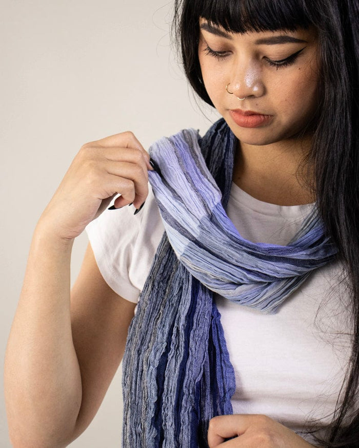 Kobo Oriza Linen Cotton Stole, Blue Gradient