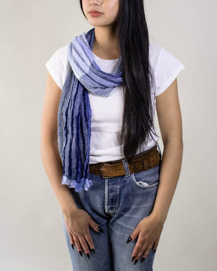 Kobo Oriza Linen Cotton Stole, Blue Gradient
