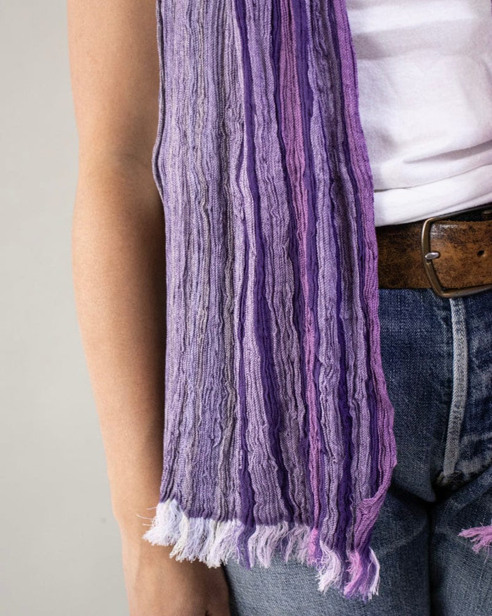 Kobo Oriza Linen Cotton Stole, Purple Gradient