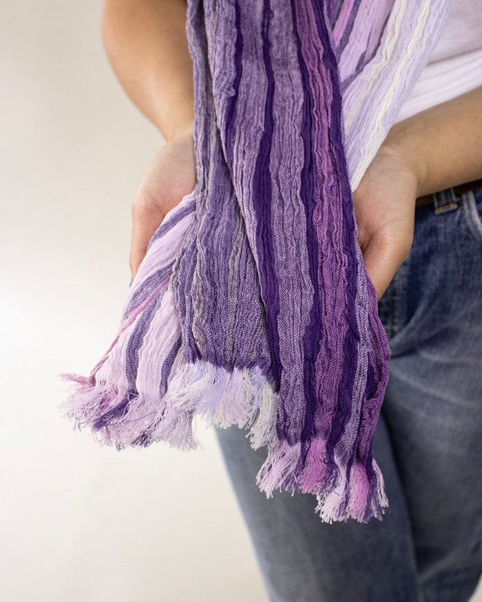 Kobo Oriza Linen Cotton Stole, Purple Gradient