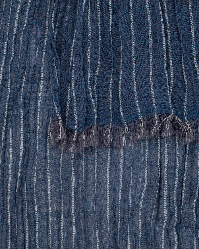 Kobo Oriza Scarf, Linen Cotton Tenugui, Indigo