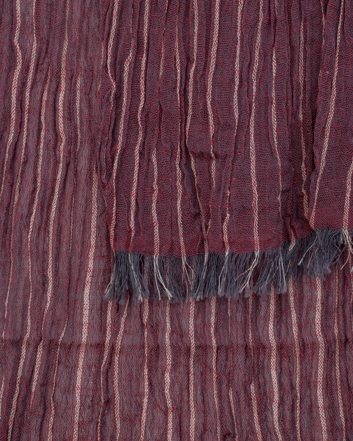 Kobo Oriza Scarf, Linen Cotton Tenugui, Wine Red