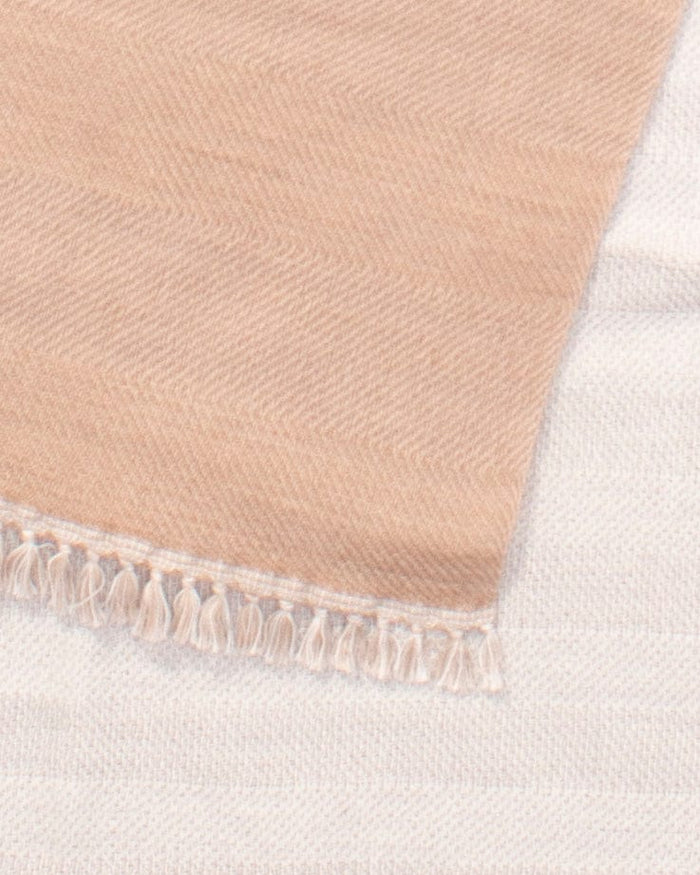 Kobo Oriza Shawl, Multifunctional, Wool, Light Brown and Cream