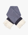 Kobo Oriza Wool Blanket Shawl, Kawari, Dotted Pattern, Wisteria, Navy and White