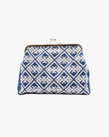 Kogin Sashiko Gamaguchi Pouch, Kind Offer, Navy with White