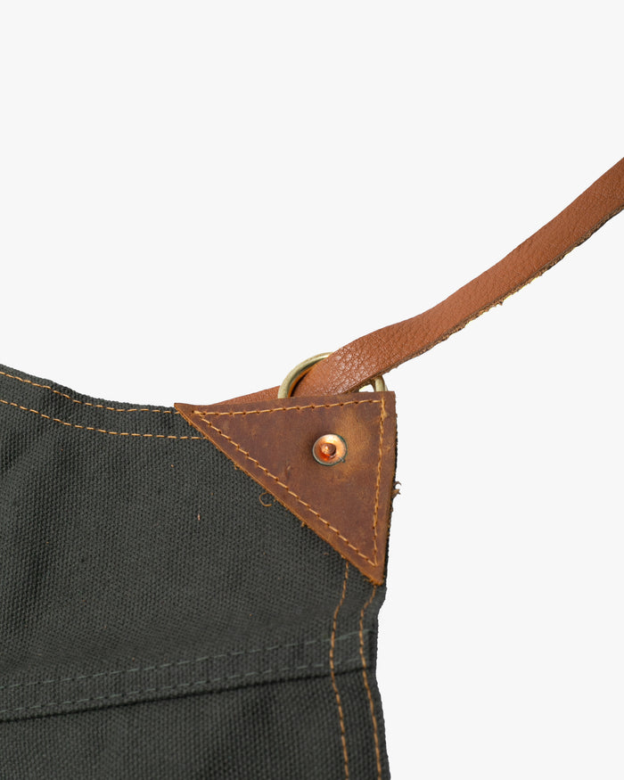 Kokoro Original Work Apron, Full, Canvas, Brown Pocket on Olive