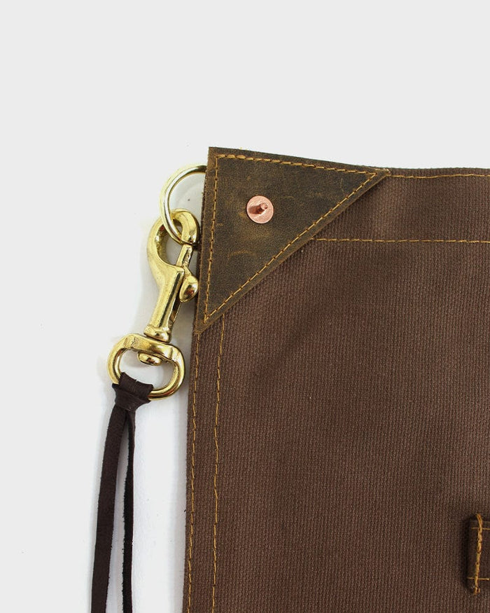 Kokoro Original Work Apron, Waist, Canvas, Brown