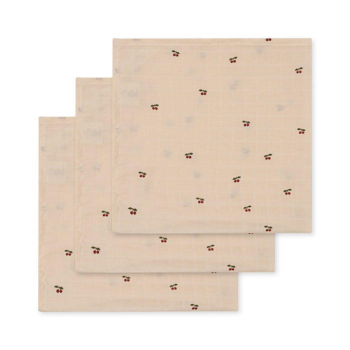 Konges Slojd - Muslin Cloths - Cherry (3 pack) - Mabel & Fox