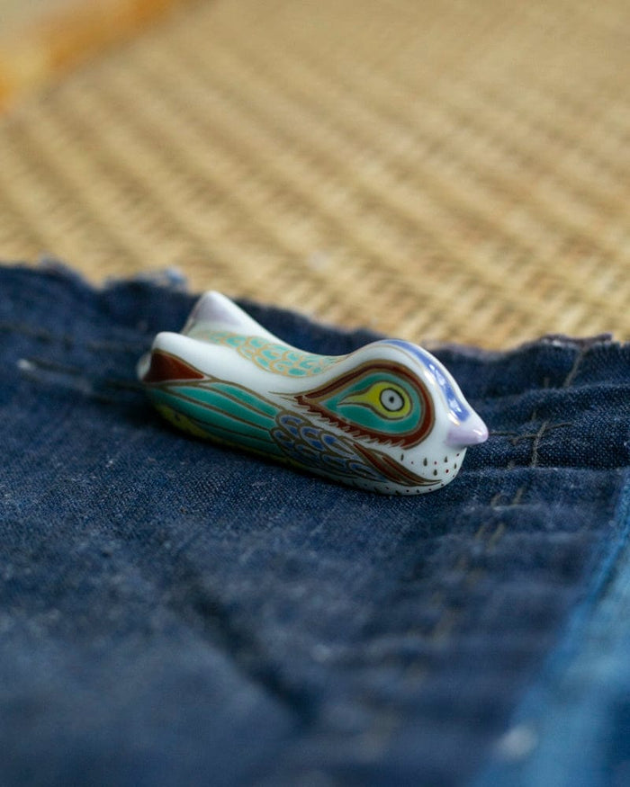 Kouraku Kiln Chopstick Rest, Mandarin Duck