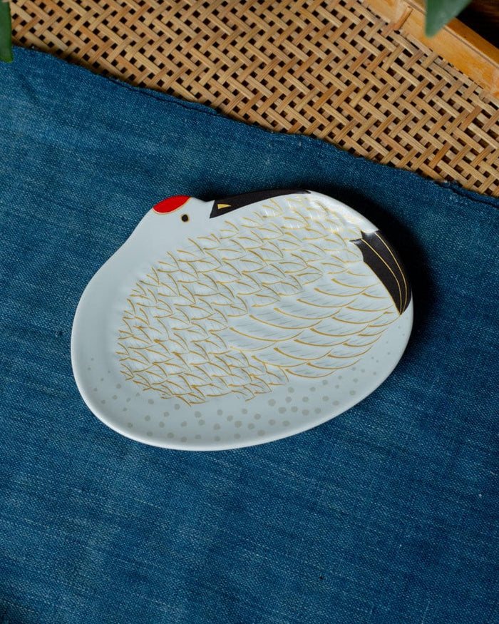 Kouraku Kiln Medium Plate, Tsuru and Kame Set