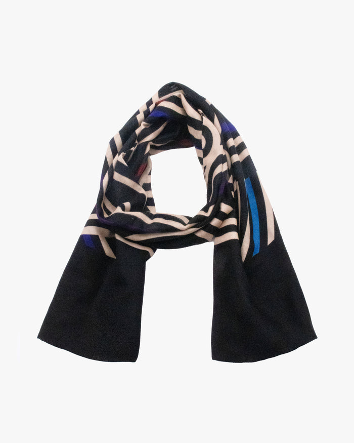 Kurochiku, Cotton Scarf, Black and Red and White Scales