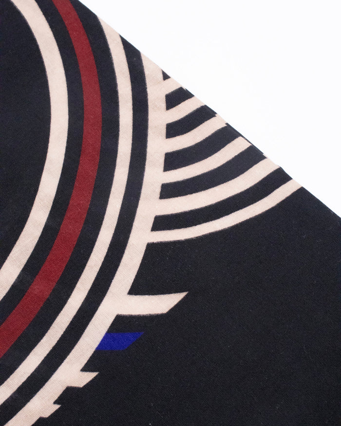 Kurochiku, Cotton Scarf, Black and Red and White Scales