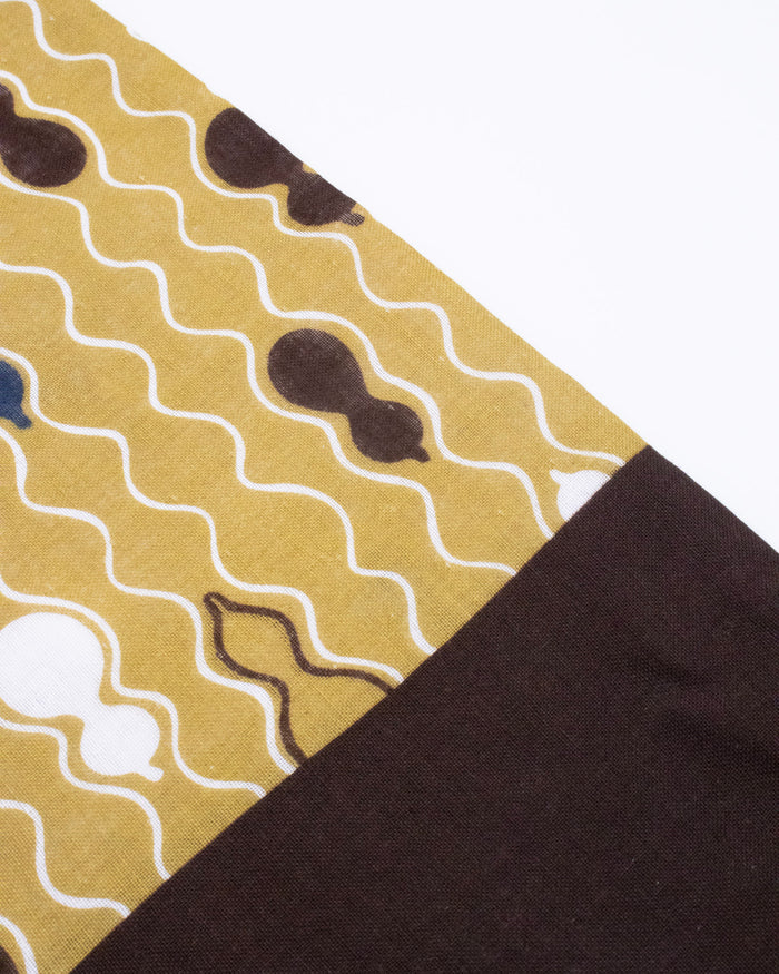 Kurochiku, Cotton Scarf, Brown and Green Gourd