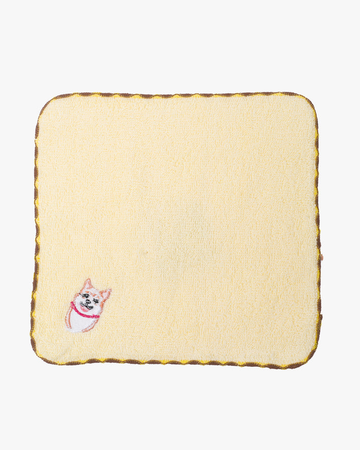 Kurochiku, Embroidered Cotton Handkerchief, Shiba Inu