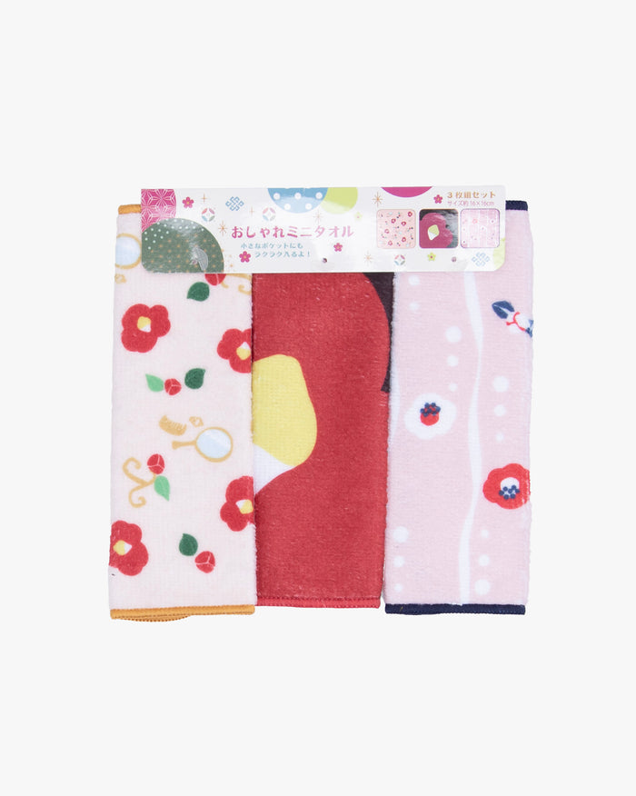 Kurochiku, Mini Towel Set of 3, Tsubaki