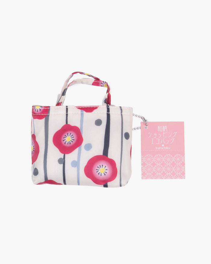 Kurochiku, Shopping Bag, Beige with Red Flowers