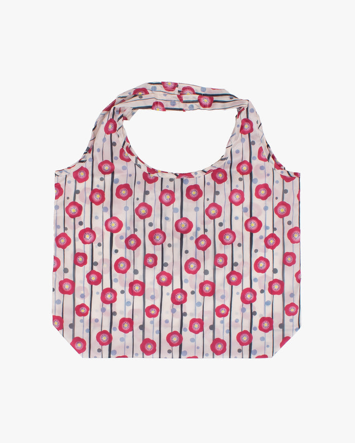 Kurochiku, Shopping Bag, Beige with Red Flowers