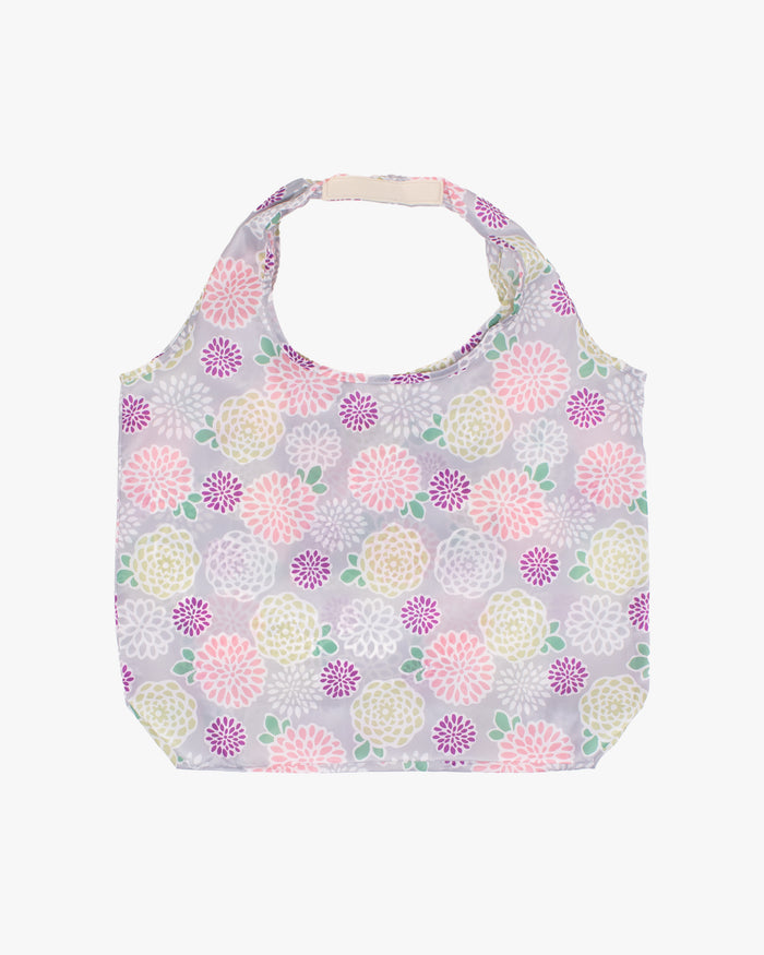 Kurochiku, Shopping Bag, Grey with Colorful Flowers