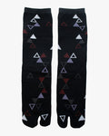 Kurochiku, Tabi Socks, Black with Red and Purple and White Triangles