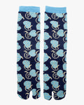 Kurochiku, Tabi Socks, Blue with Blue and White Leaves