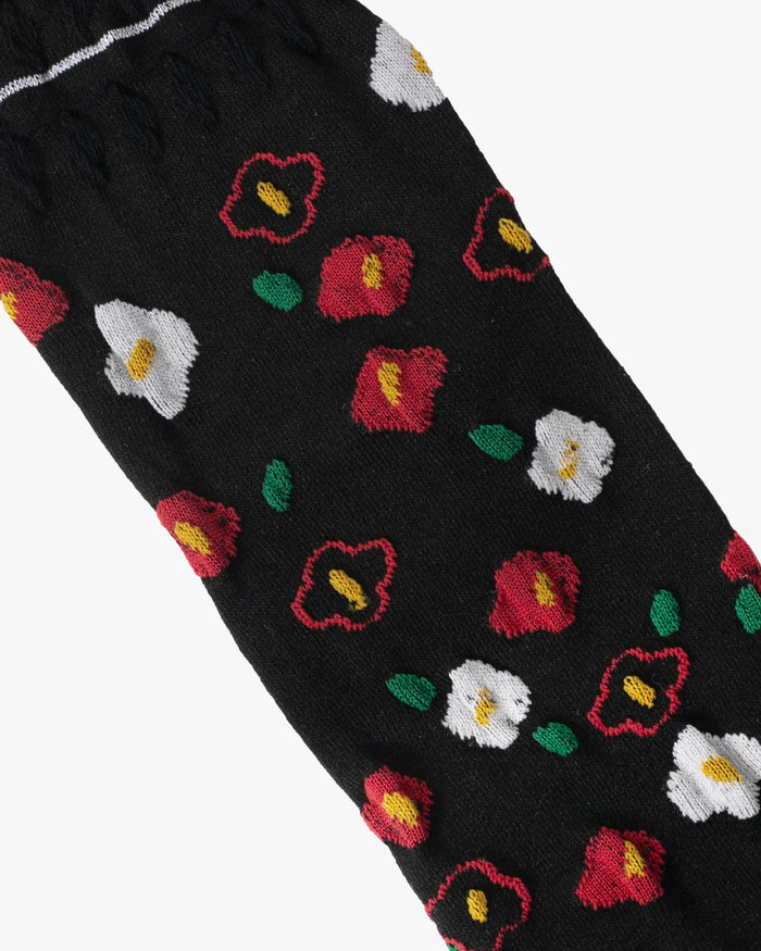 Kurochiku, Tabi Socks, Crew, Black, Red and White Tsubaki - S/M