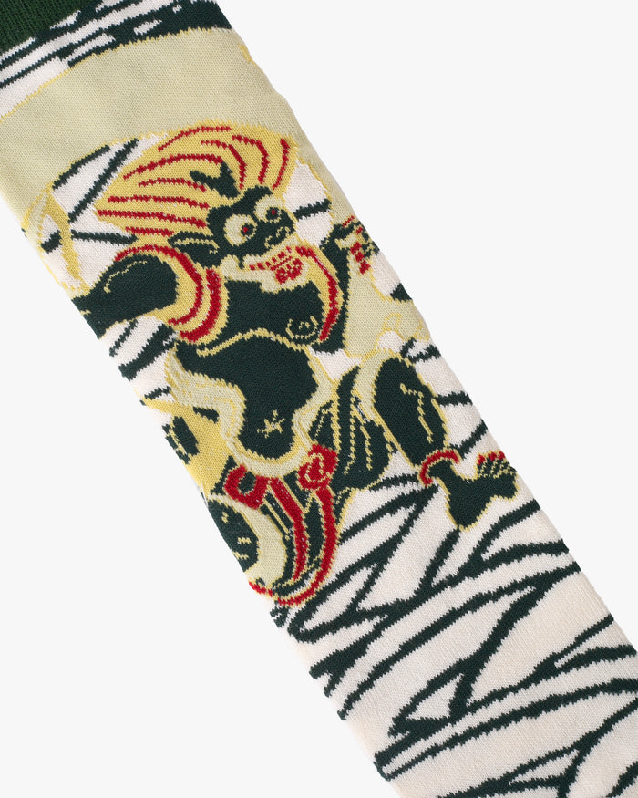 Kurochiku, Tabi Socks, Crew, Dark Green, Red and White Fujin M/L